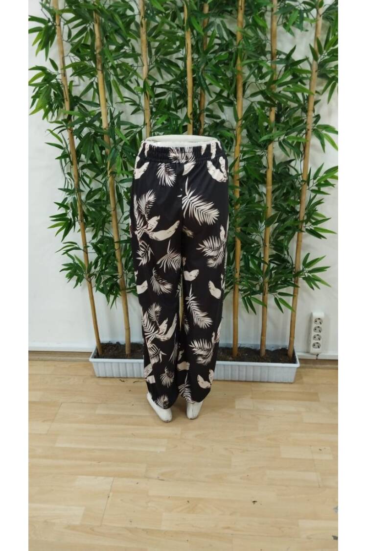 Women's High Waist Lace-up Leaf Print Suprem Pants - Mix Color