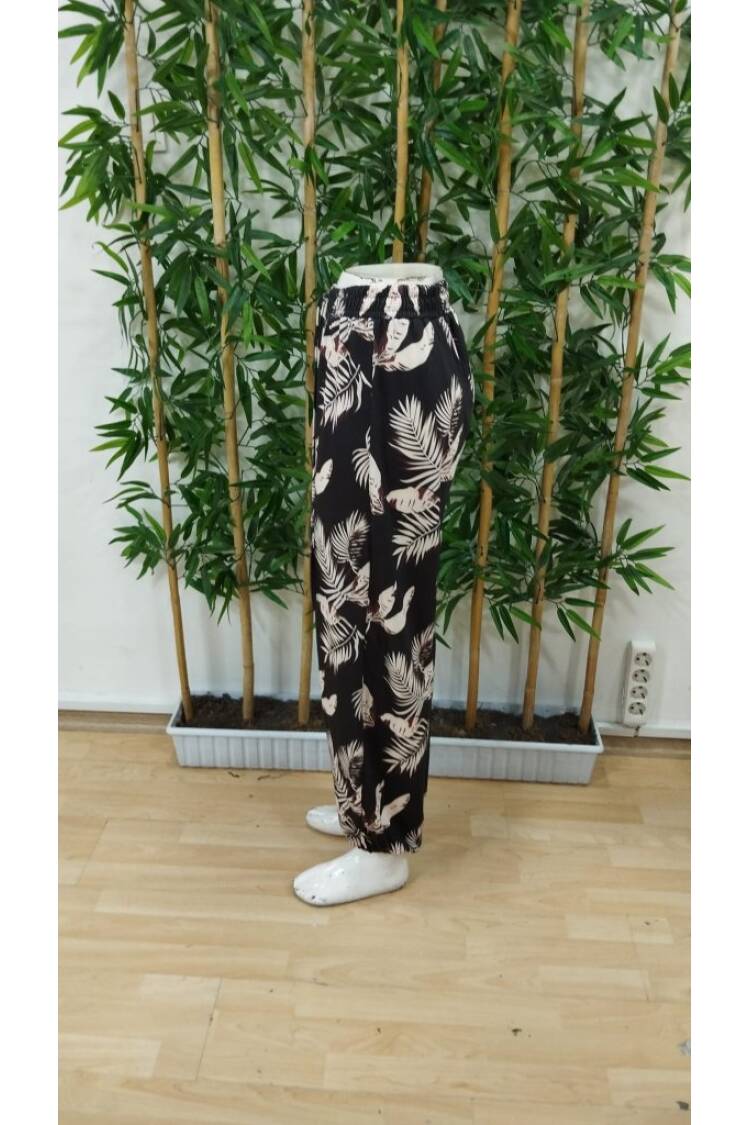 Women's High Waist Lace-up Leaf Print Suprem Pants - Mix Color