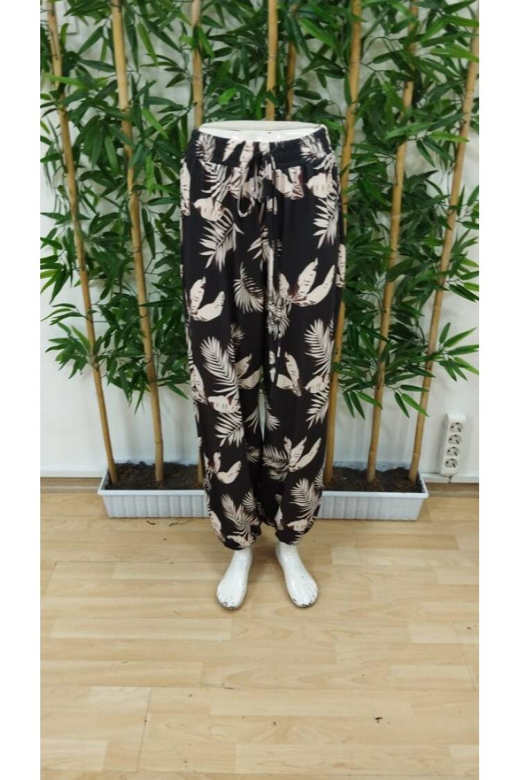 Women's High Waist Lace-up Leaf Print Suprem Pants - Mix Color