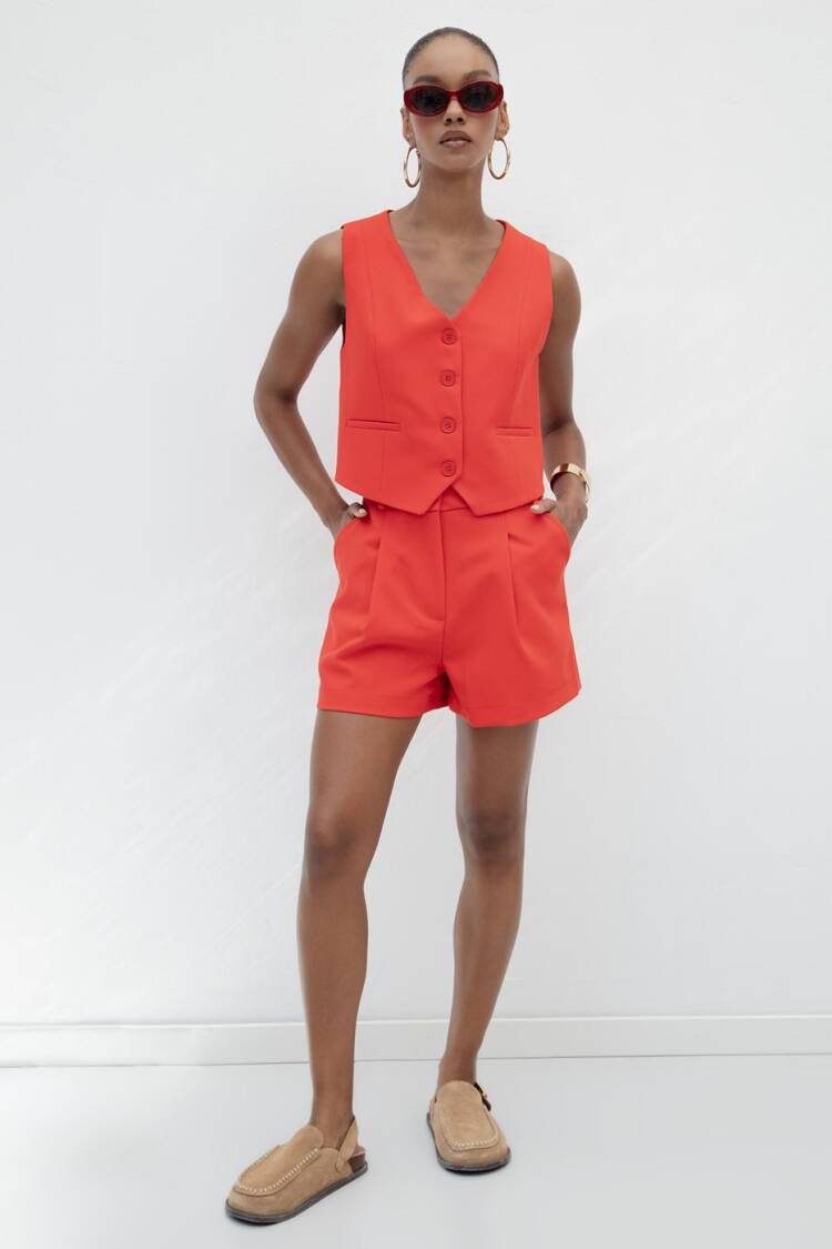 Pleated Mini Shorts - BSL - Globality Store - Women Clothes Wholesale Turkey
