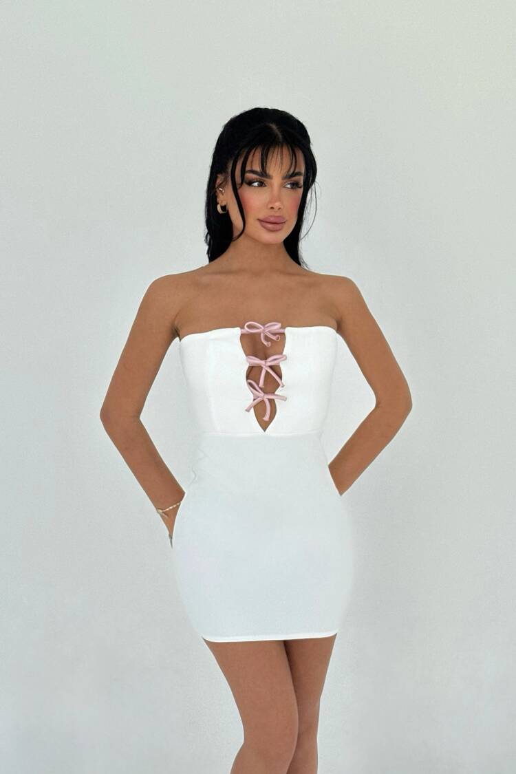 Tied Strapless Mini Dress - Brand: EYYO ATELIER - Women's Clothing Wholesale - Globality Store