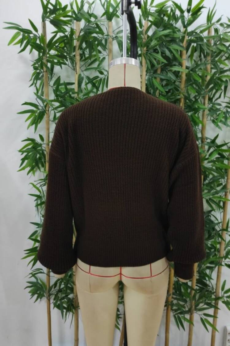 Women's Long Sleeve Button Detail Knitwear Blouse
