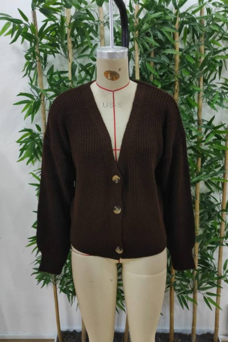 Women's Long Sleeve Button Detail Knitwear Blouse