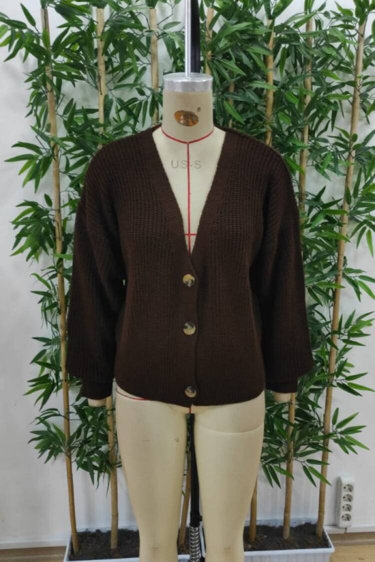 Women's Long Sleeve Button Detail Knitwear Blouse