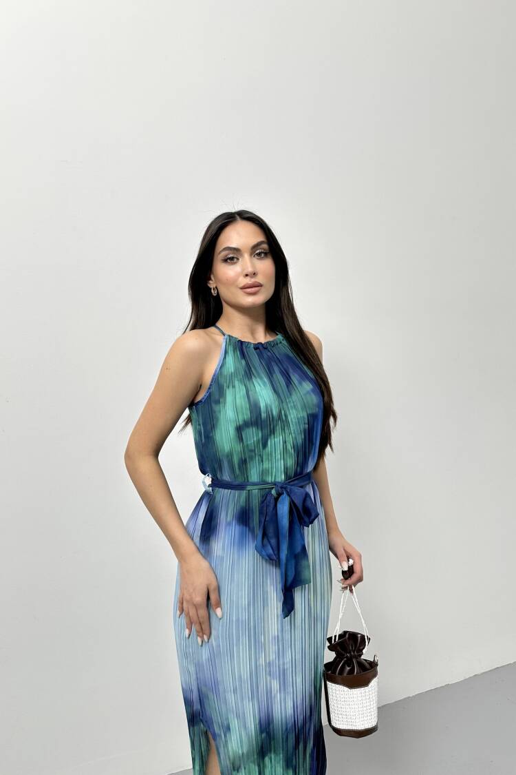 Pleated Dress With Straps - STEPS - Globality Store - Women Clothes Wholesale Turkey