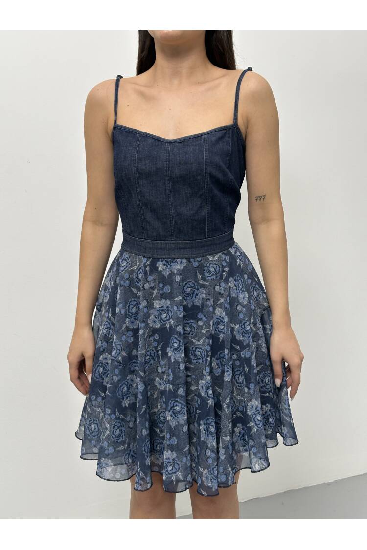 Denim Dress With Straps - STEPS - Globality Store - Women Clothes Wholesale Turkey