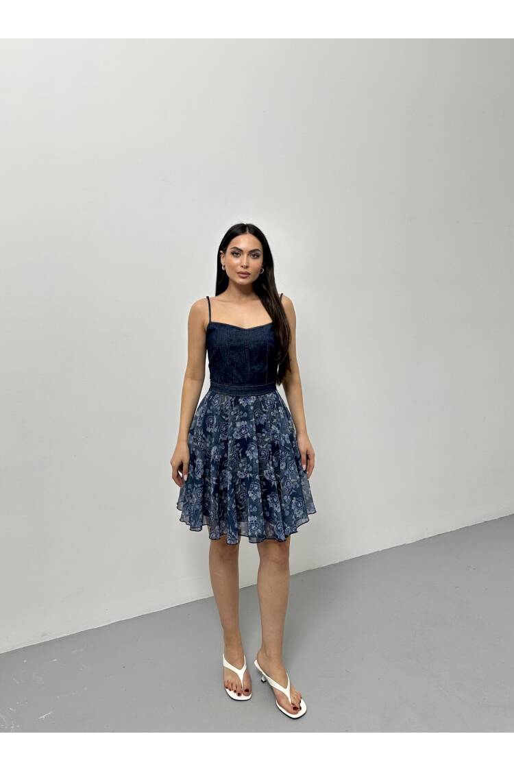 Denim Dress With Straps