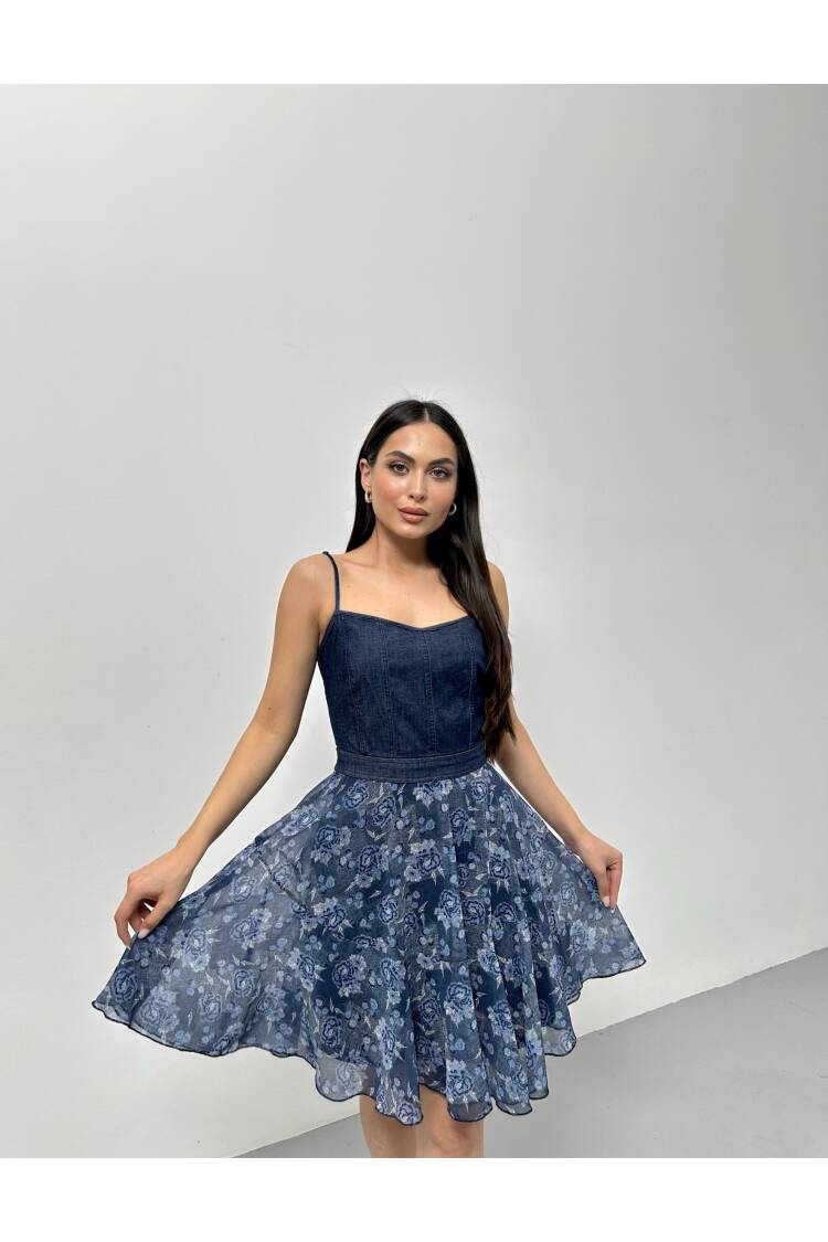 Denim Dress With Straps