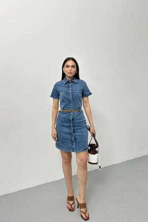Denim Dress With Wash - STEPS - Globality Store - Women Clothes Wholesale Turkey