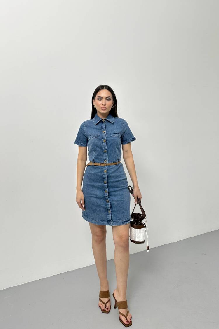 Denim Dress With Wash