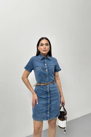 Denim Dress With Wash - STEPS - Globality Store - Women Clothes Wholesale Turkey