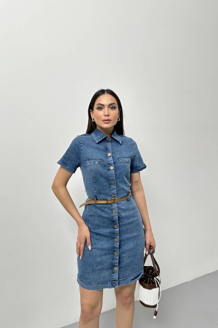 Denim Dress With Wash