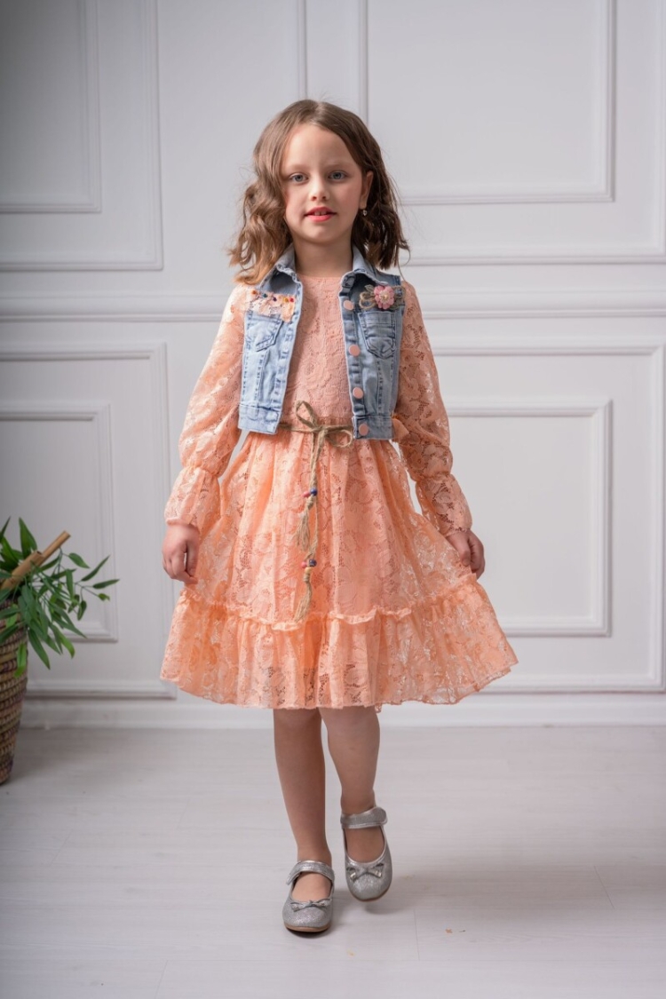 2-Piece Girl Dress with Jean Vest 5-8Y -  - Globality Store - Kids Baby Clothes Wholesale