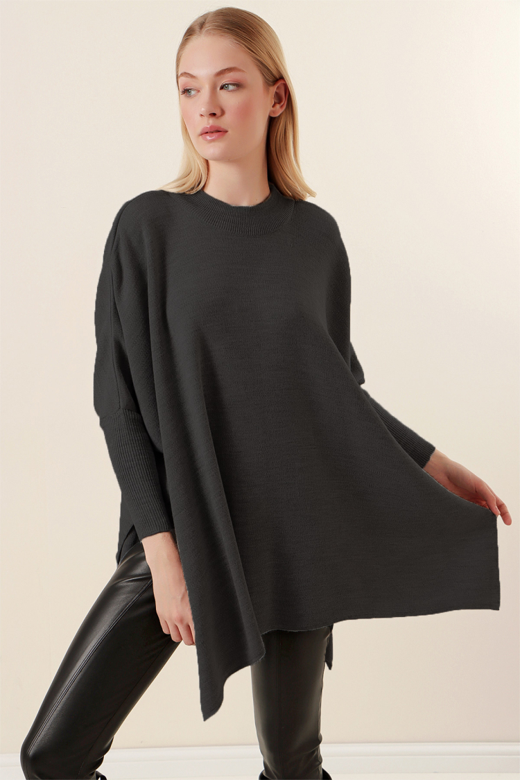 Poncho Sweater - Anthracite - Brand: Bigdart - Women's Clothing Wholesale - Globality Store