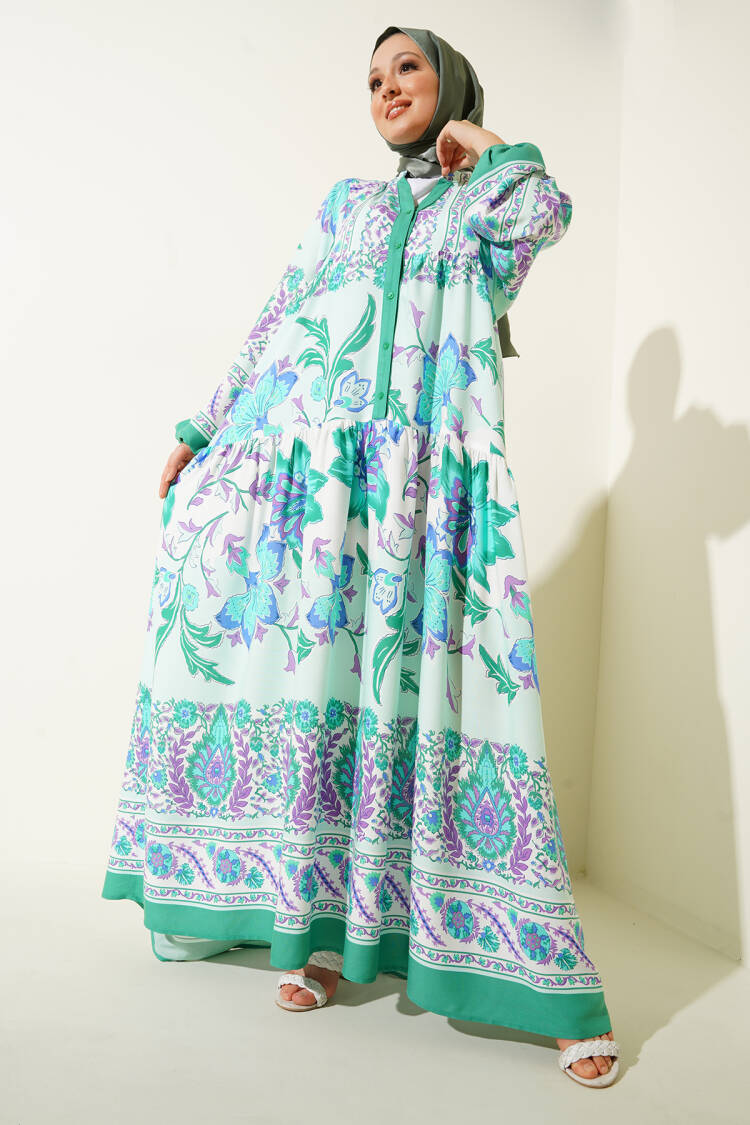 Authentic Patterned Hijab Dress - D. - Bigdart - Globality Store - Women Clothes Wholesale Turkey