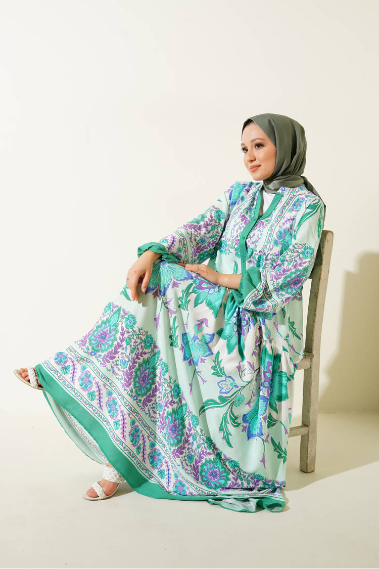 Authentic Patterned Hijab Dress - D.