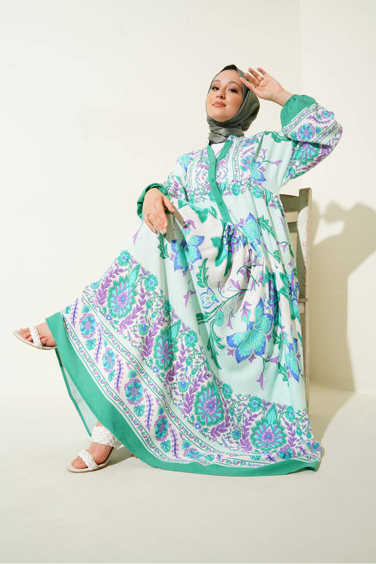 Authentic Patterned Hijab Dress - D.