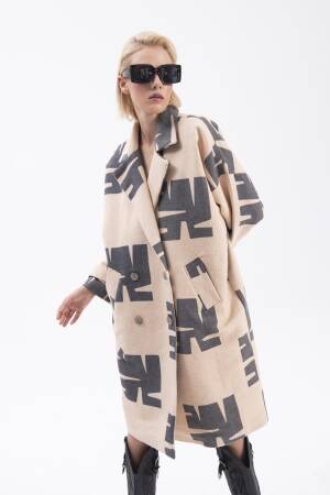 Jacket Collar Patterned Coat - BSL - Globality Store - Women Clothes Wholesale Turkey