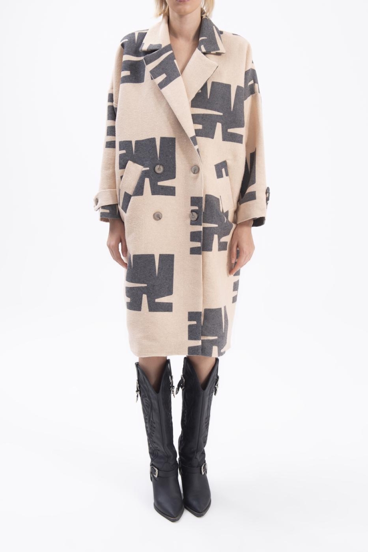 Jacket Collar Patterned Coat