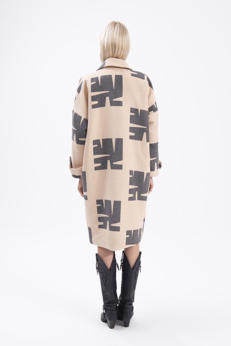 Jacket Collar Patterned Coat