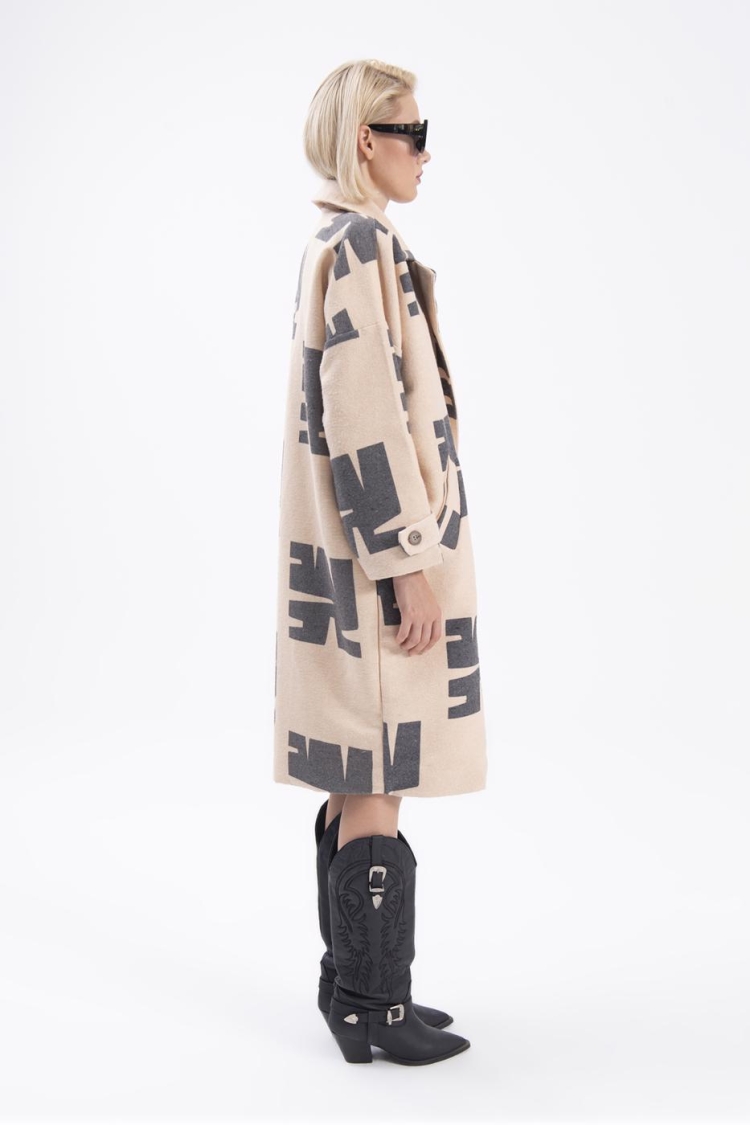Jacket Collar Patterned Coat