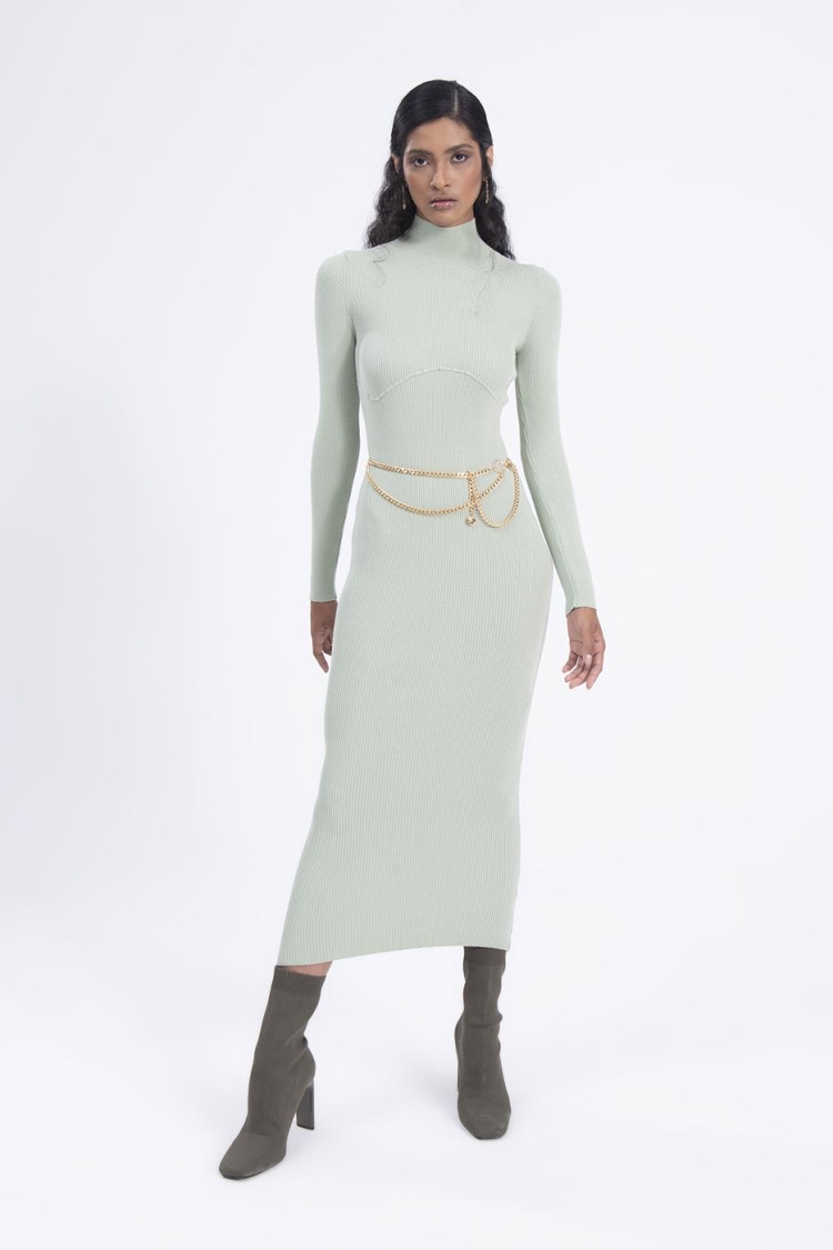 High Neck Knitted Pencil Dress - BSL - Globality Store - Women Clothes Wholesale Turkey