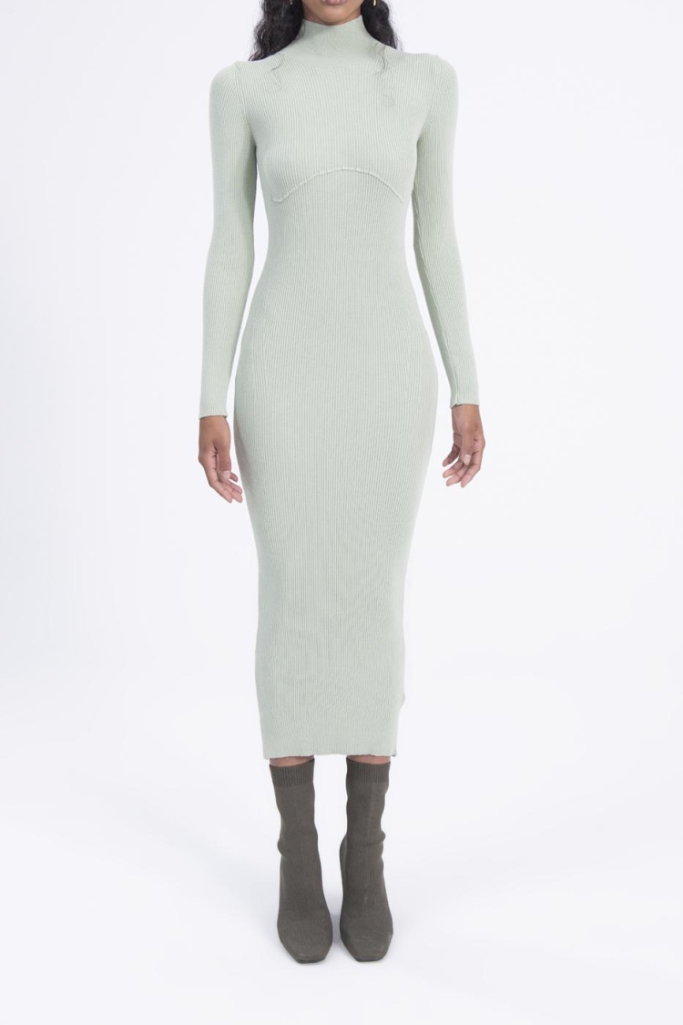 High Neck Knitted Pencil Dress