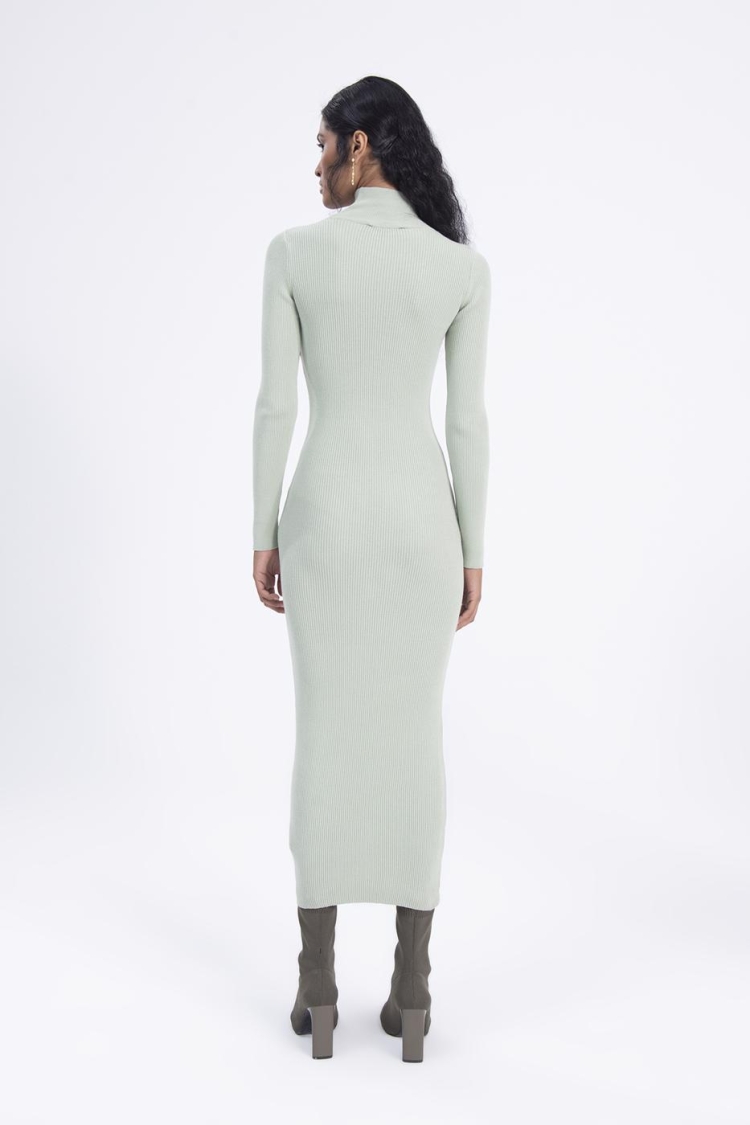 High Neck Knitted Pencil Dress