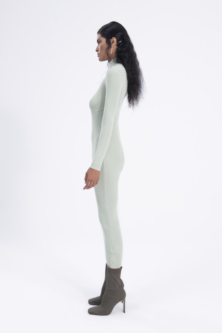 High Neck Knitted Pencil Dress