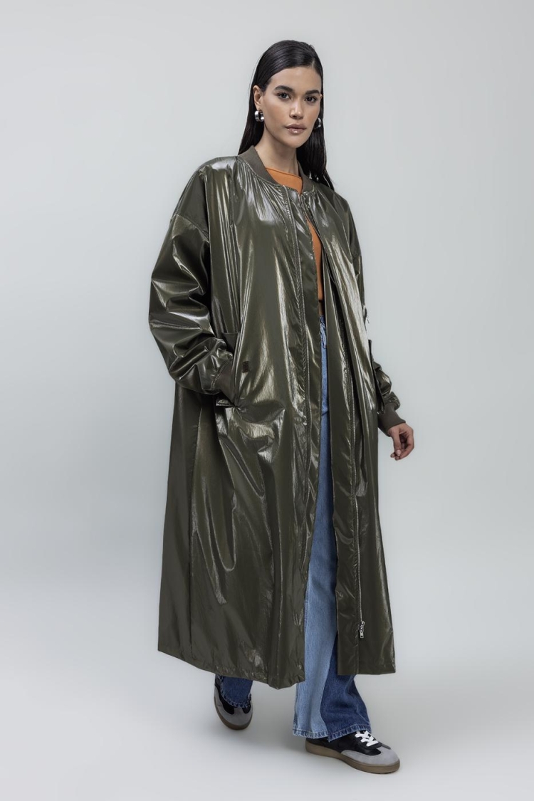 Oversized Patent Leather Trenchcoat - BSL - Globality Store - Women Clothes Wholesale Turkey