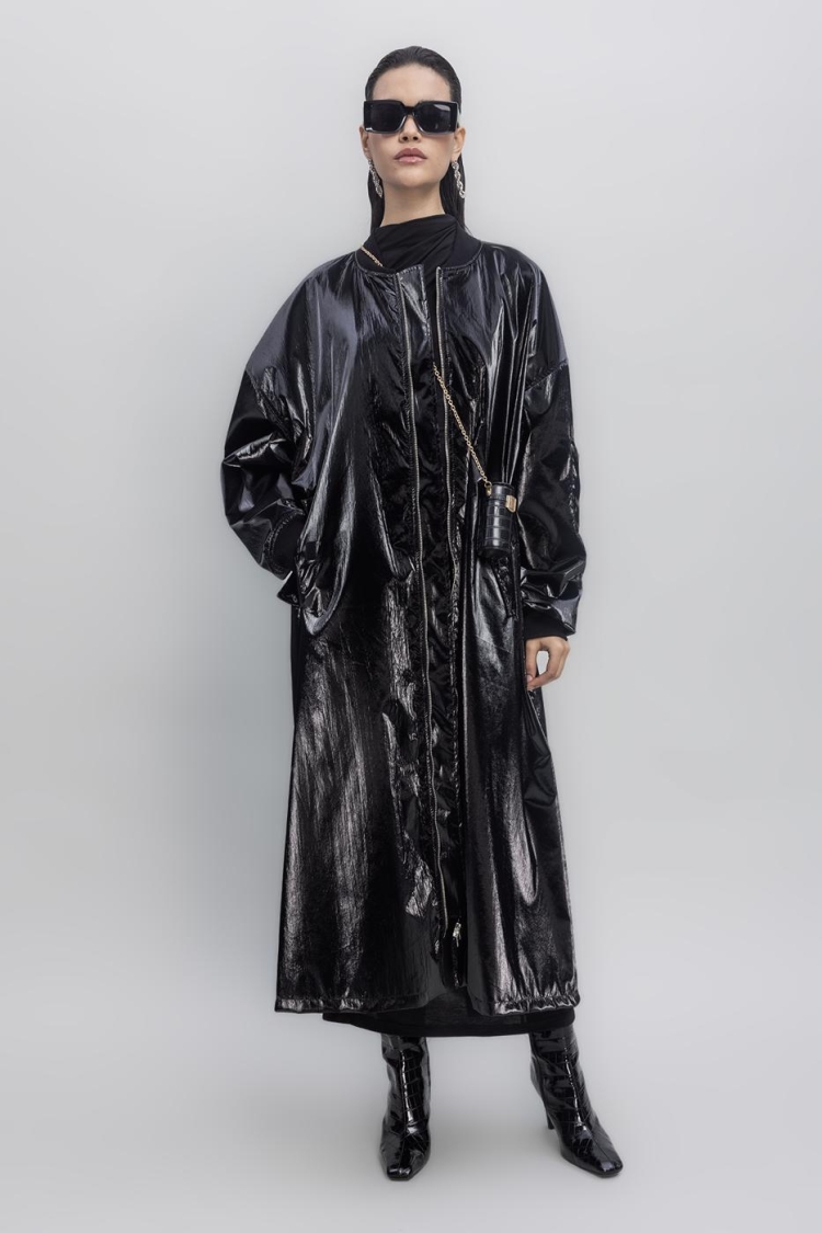 Oversized Patent Leather Trenchcoat - BSL - Globality Store - Women Clothes Wholesale Turkey