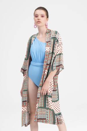 Patterned Midi Kimono - BSL - Globality Store - Women Clothes Wholesale Turkey