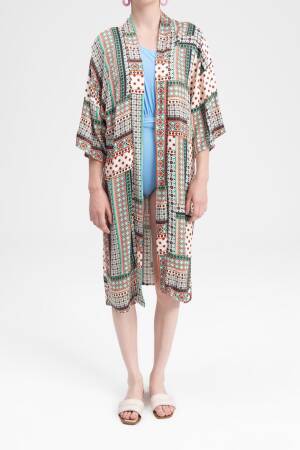 Patterned Midi Kimono - BSL - Globality Store - Women Clothes Wholesale Turkey