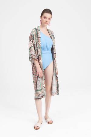 Patterned Midi Kimono - BSL - Globality Store - Women Clothes Wholesale Turkey