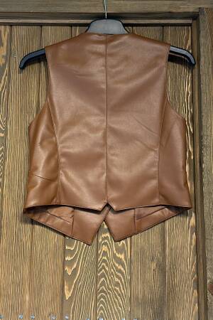 Leather Vest - Tan - Cream Rouge - Globality Store - Women Clothes Wholesale Turkey