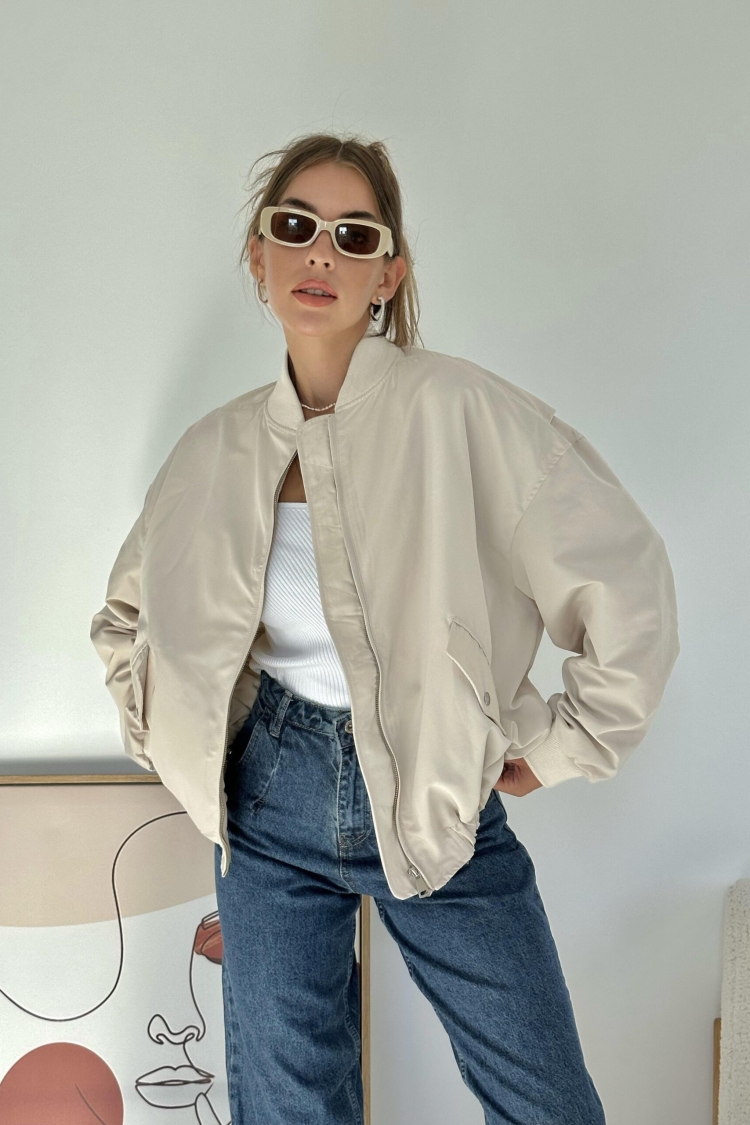 Pieced Bomber Jacket - Elisa - Globality Store - Women Clothes Wholesale Turkey