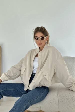 Pieced Bomber Jacket - Elisa - Globality Store - Women Clothes Wholesale Turkey