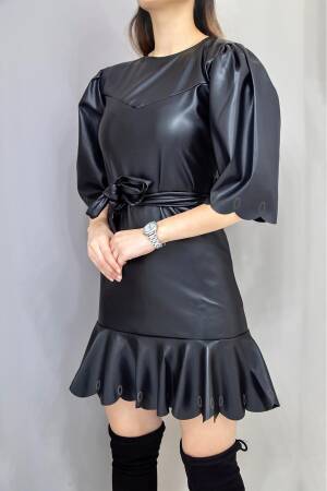 Leather Mini Dress - Elisa - Globality Store - Women Clothes Wholesale Turkey
