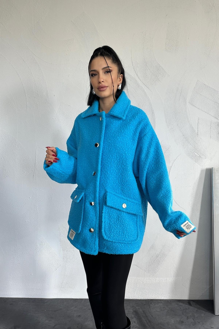 Labeled Pleat Detailed Jacket - Elisa - Globality Store - Women Clothes Wholesale Turkey