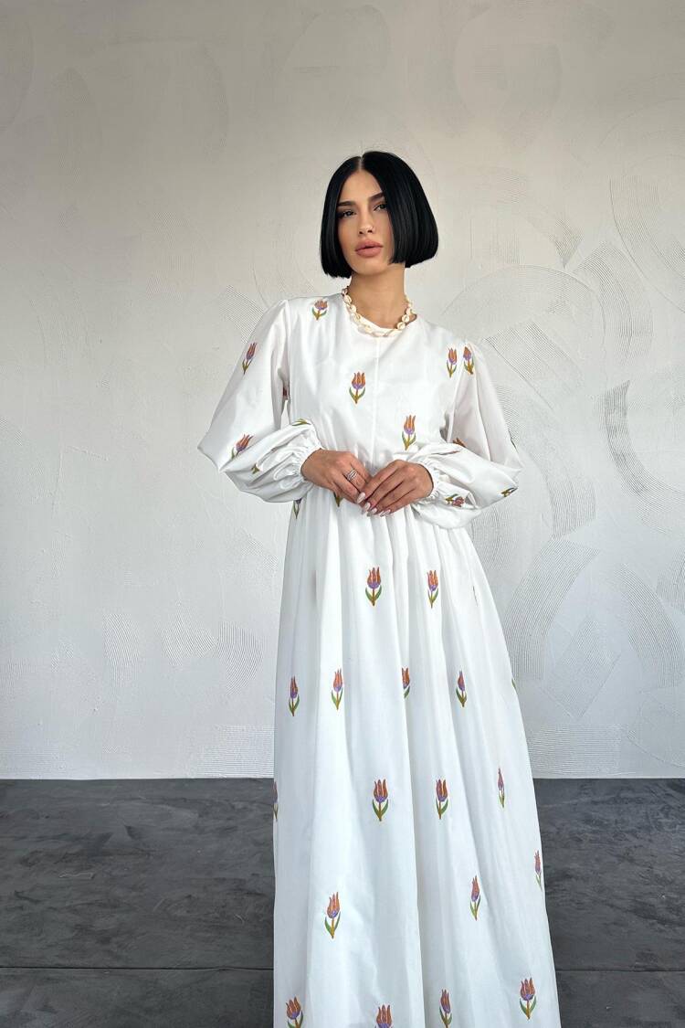 Tulip Patterned Brode Dress