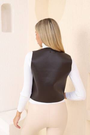 Leather Buttoned Vest - Topshow - Globality Store - Women Clothes Wholesale Turkey