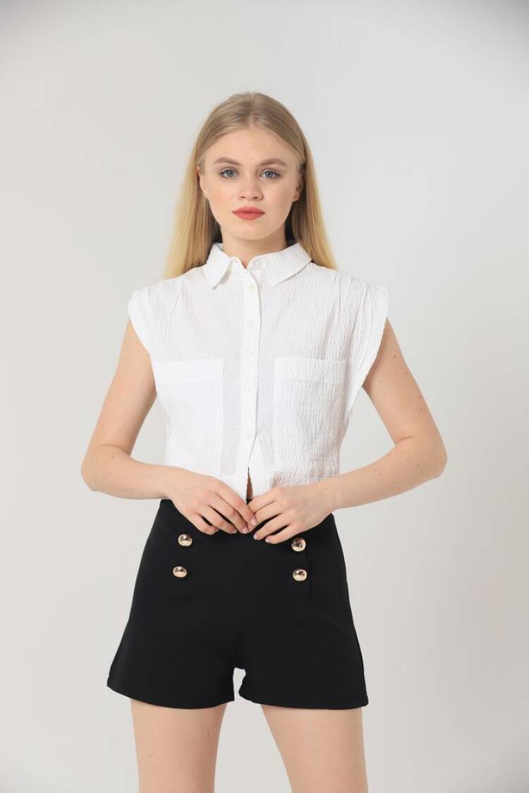 Buttoned Shorts - Topshow - Globality Store - Women Clothes Wholesale Turkey