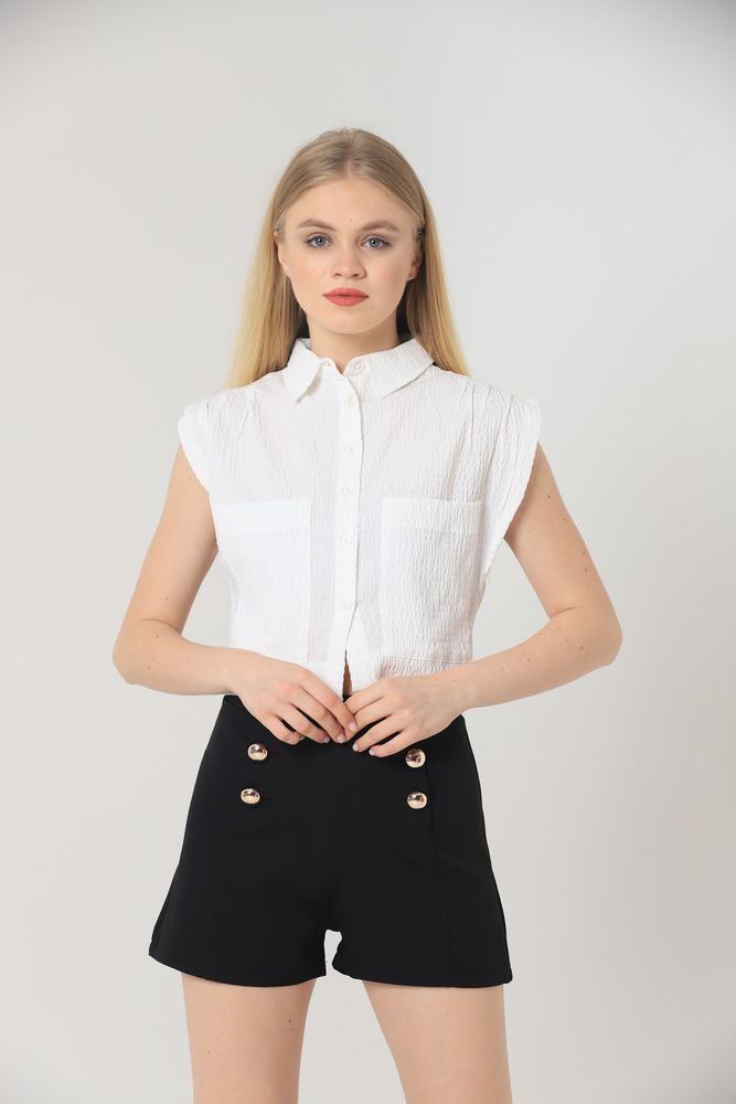 Buttoned Shorts - Topshow - Globality Store - Women Clothes Wholesale Turkey