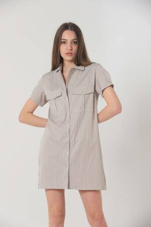 Pocket Above Knee Button Dress -Color - Topshow - Globality Store - Women Clothes Wholesale Turkey