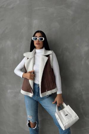 TanSuede Fur Collar Vest - Topshow - Globality Store - Women Clothes Wholesale Turkey