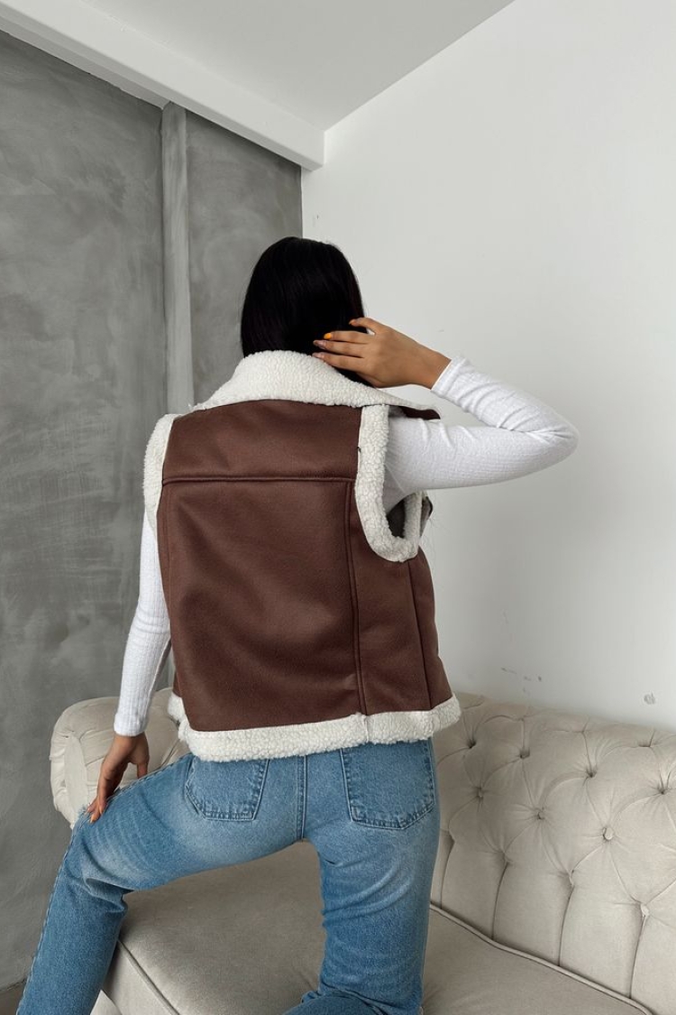 TanSuede Fur Collar Vest