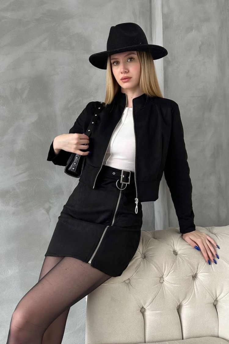F 1551 Zippered Coat - Topshow - Globality Store - Women Clothes Wholesale Turkey