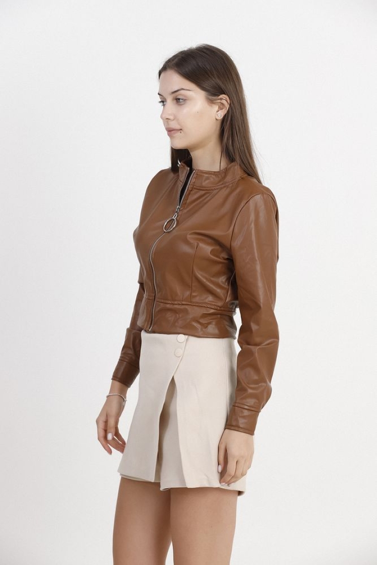 Leather Coat - Tan