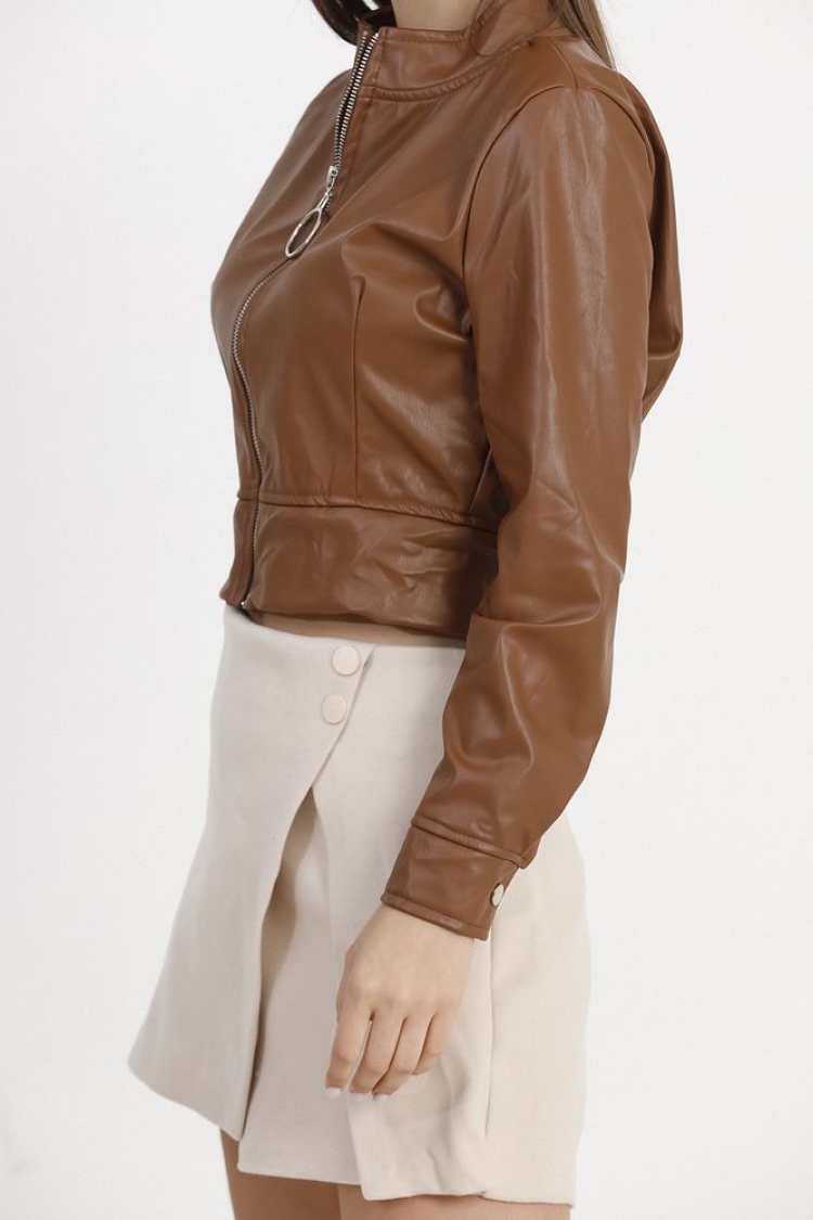 Leather Coat - Tan