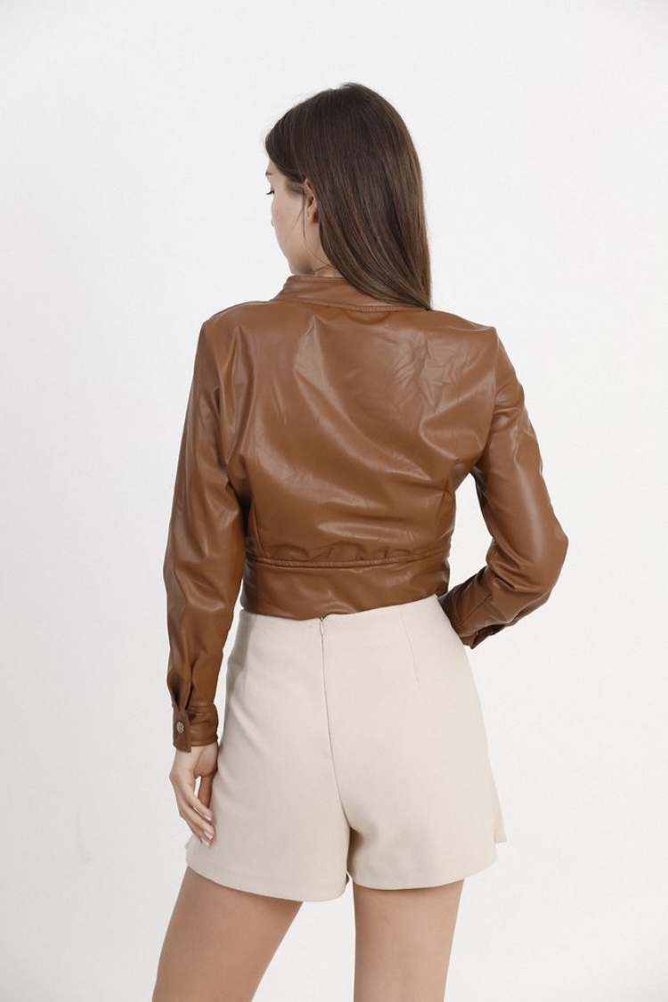 Leather Coat - Tan